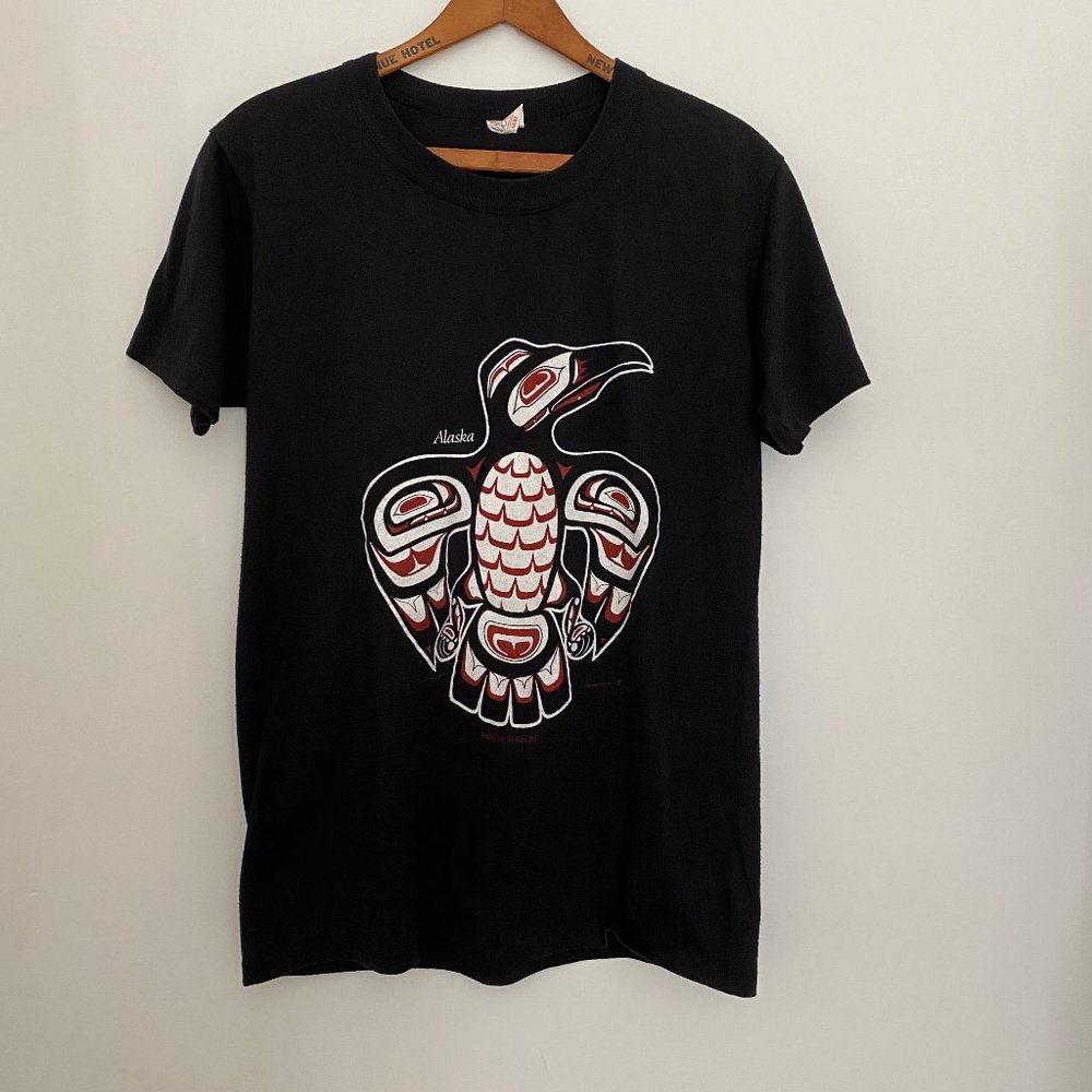 VINTAGE 80S HAIDA RAVEN TSHIRT PACIFIC NORTH WEST NATIVE